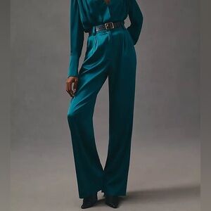 Favorite Daughter Satin Emerald Green favorite pant